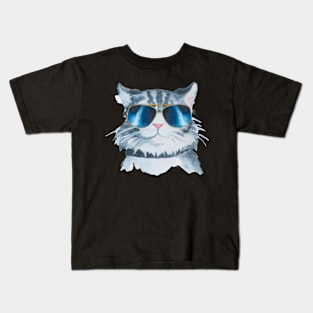 Cat Wearing Glasses Kids T-Shirt